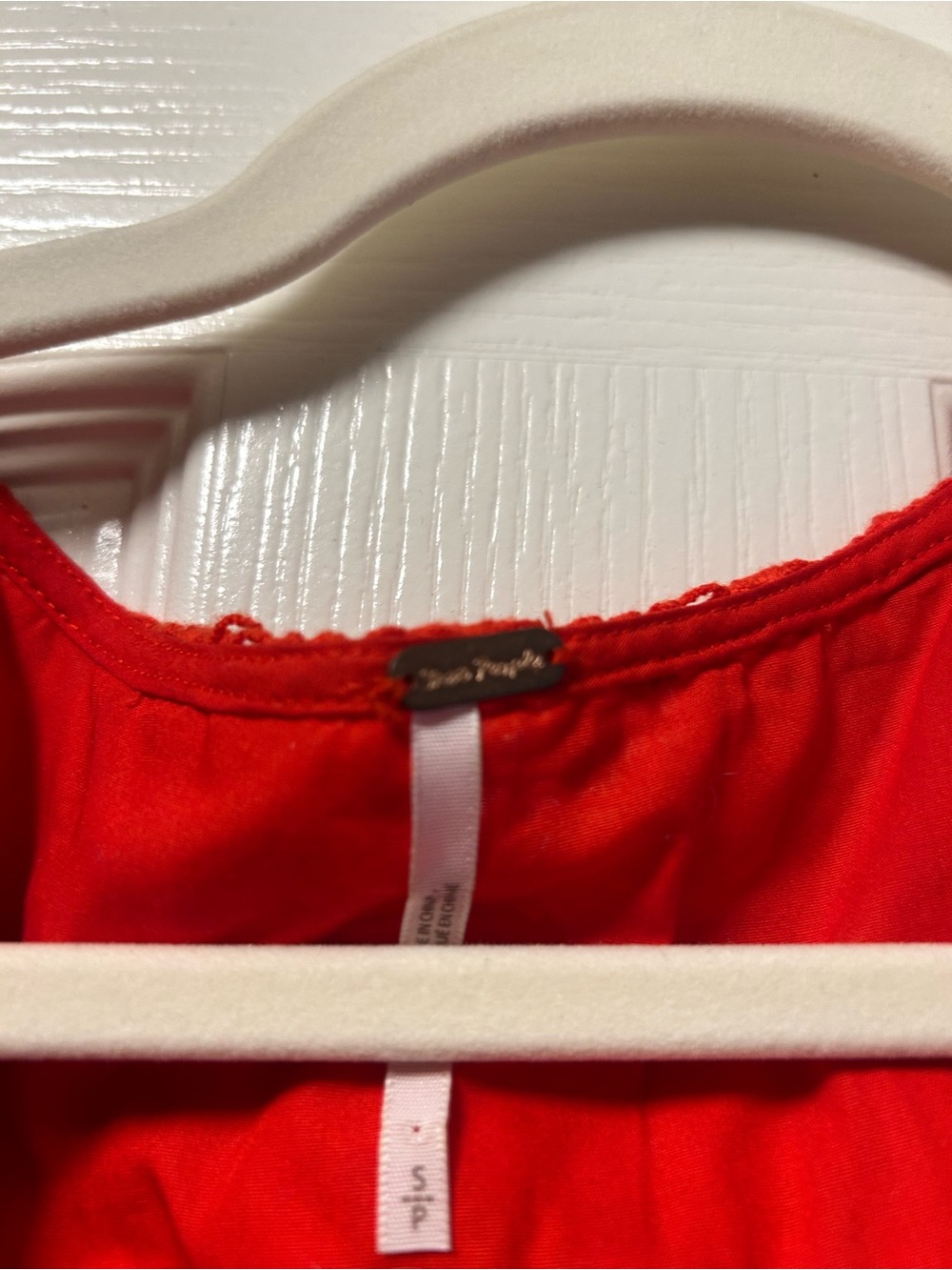 Free People Red Ruffled Sleeve Smocked Mini Dress - Picture 6 of 6